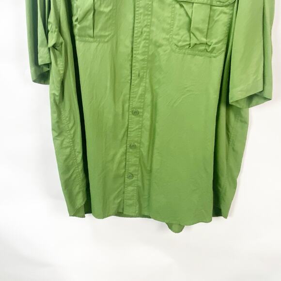 Duluth Trading Co 2XLT Men Green Half Sleeve Chest Pocket Button-Down Work Shirt - Picture 3 of 7